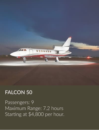 Falcon 50 super mid private jet