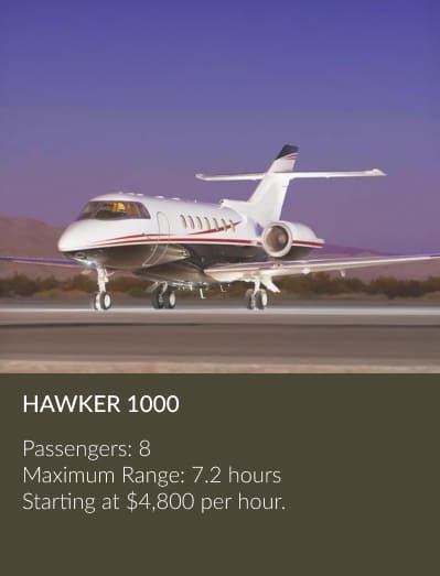 Hawker 1000 super mid private jet