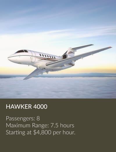 Hawker 4000 super mid private jet