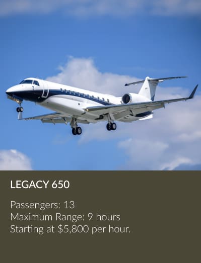 Legacy650 heavy private jet